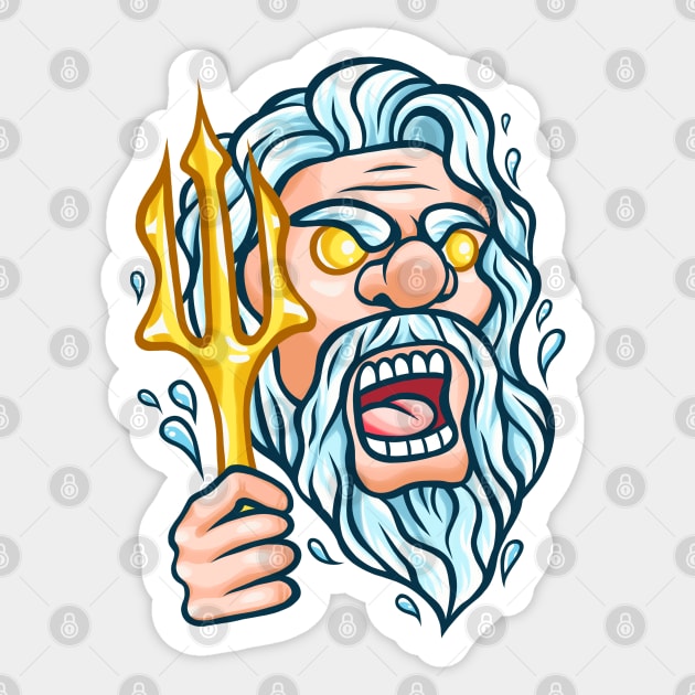 Poseidon Greek Mythology God of Sea Sticker by SmittyGFX